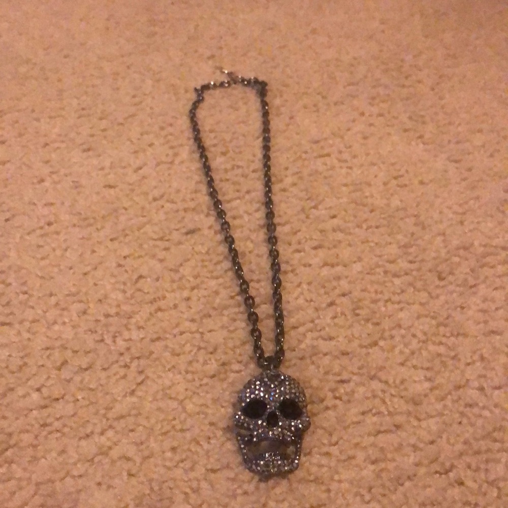Skeleton long black and silver Necklace